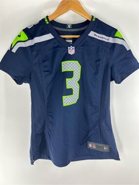 NFL Women's Russell Wilson Seattle Seahawks Navy and Volt #3 Jersey